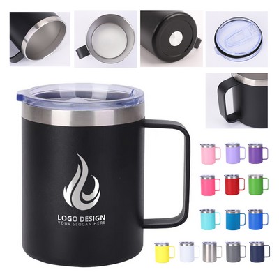 12 oz Insulated Coffee Mug Tumbler with Handle Sliding Lid