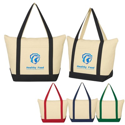 16 oz. Folksy Cotton Tote Bag W/Front Pocket