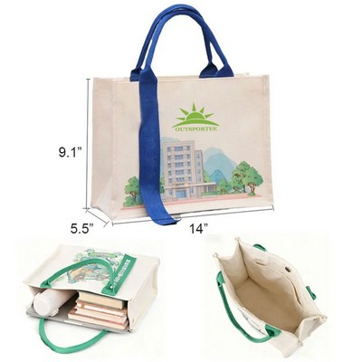 Personalized Structured Canvas Tote Bag with Ribbon Accent