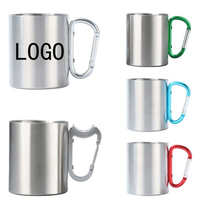 304 Double Layer Stainless Steel Outdoor Portable Hanging 9.5OZ Camping Cup