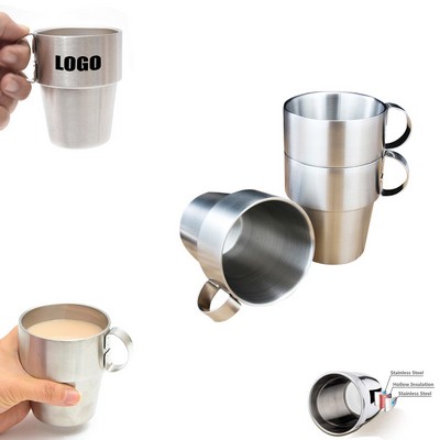 10 Oz. Double Wall Stainless Steel Mug with Collapsible Handles