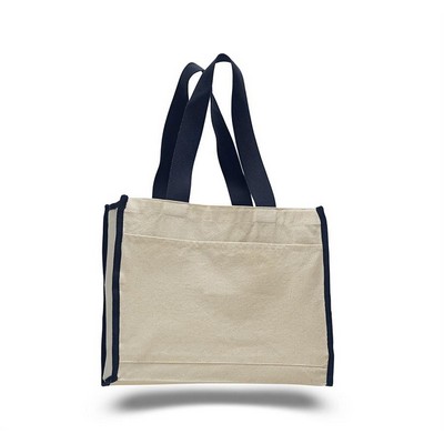 Canvas Gusset Tote Bag with Color Handles