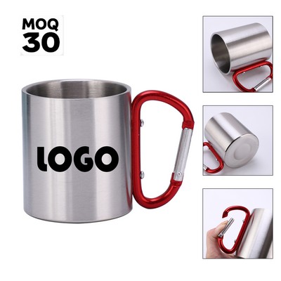 7.5OZ. Outdoor Stainless Steel Carabiner Handle Camp Cup Mug