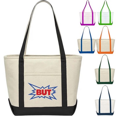 Canvas Tote Bag With External Pocket