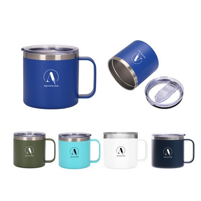 14 Oz. Glamping Double-Wall Stainless Mug w/Clear Acrylic Slider lid