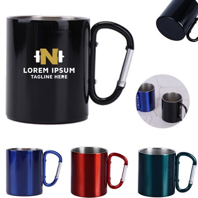 8 Oz Stainless Steel Mug With Carabiner